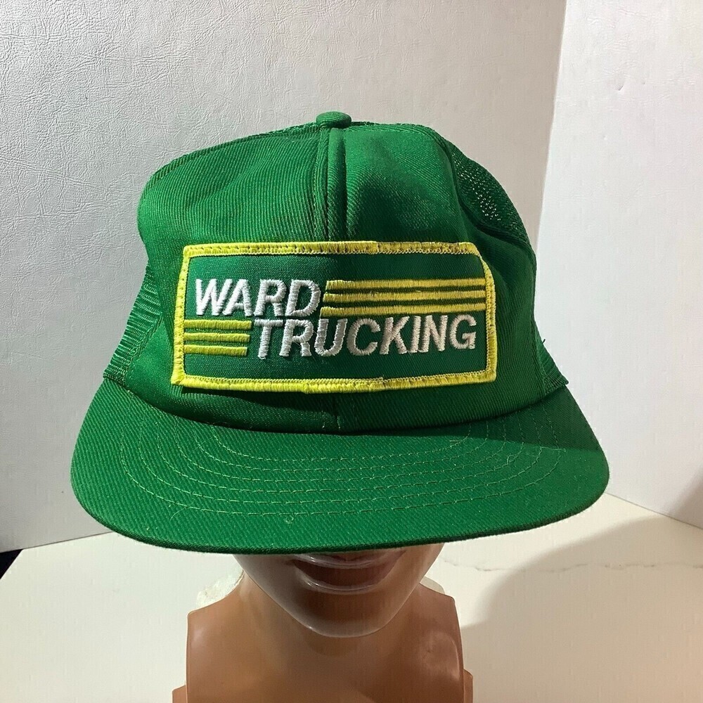 Vintage Ward Trucking Swingster Mesh Snapback Trucker Hat Green Made USA